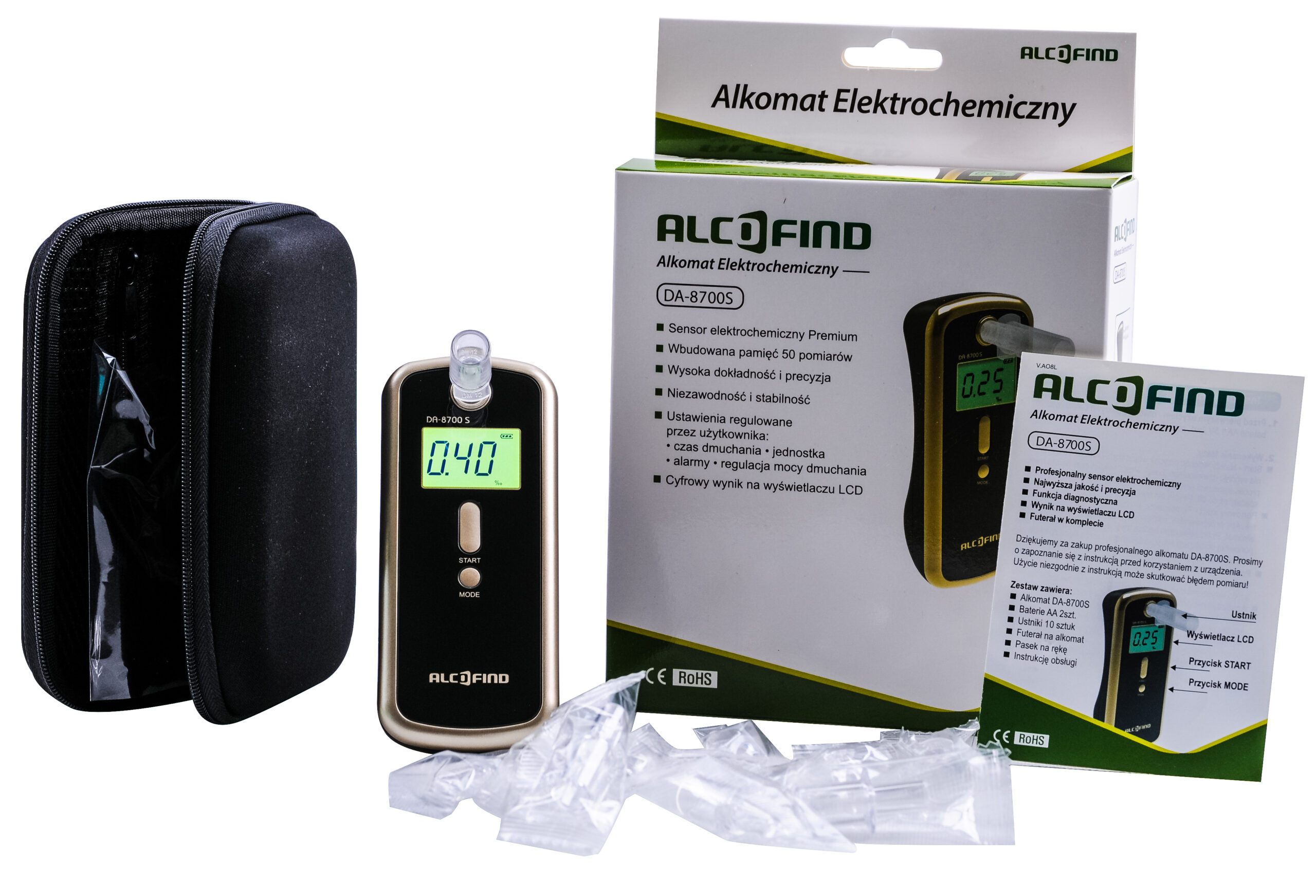 Alkomat Elektrochemiczny AlcoFind DA-8700S + certyfikat